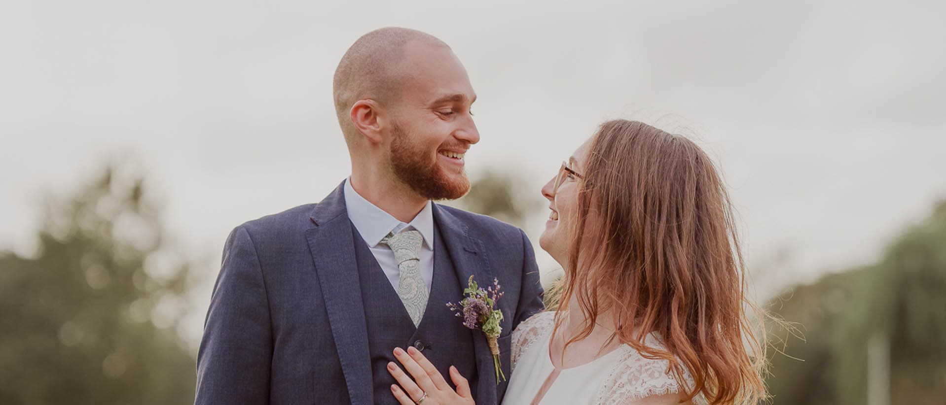 Bride and groom together on their wedding day